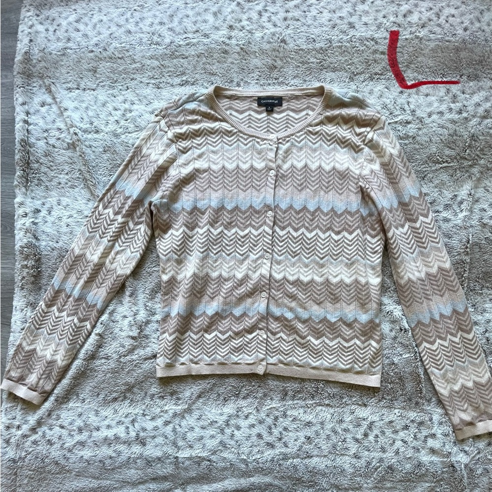 Calligraphite Chevron Button up Cardigan - L